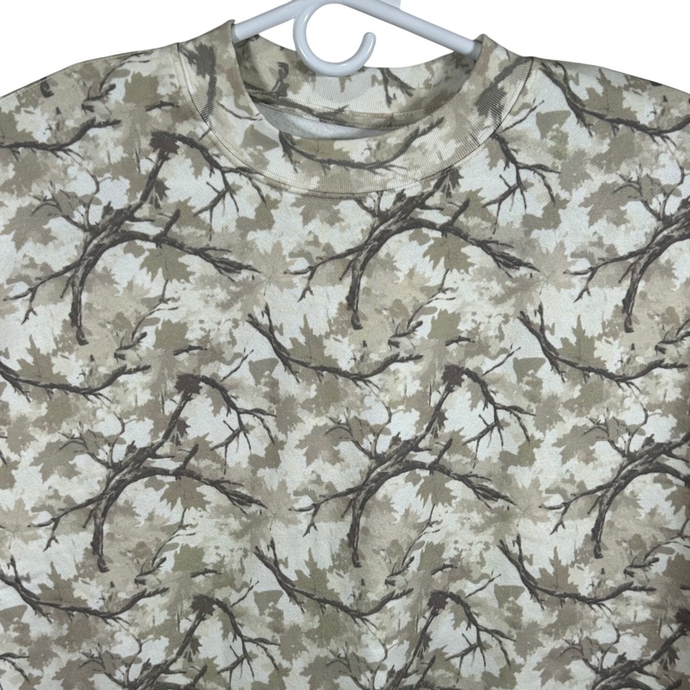 State of Mine Mens Autumn Camo Crew Fleece Sweatshirt XL Tan Brown Brand New‎